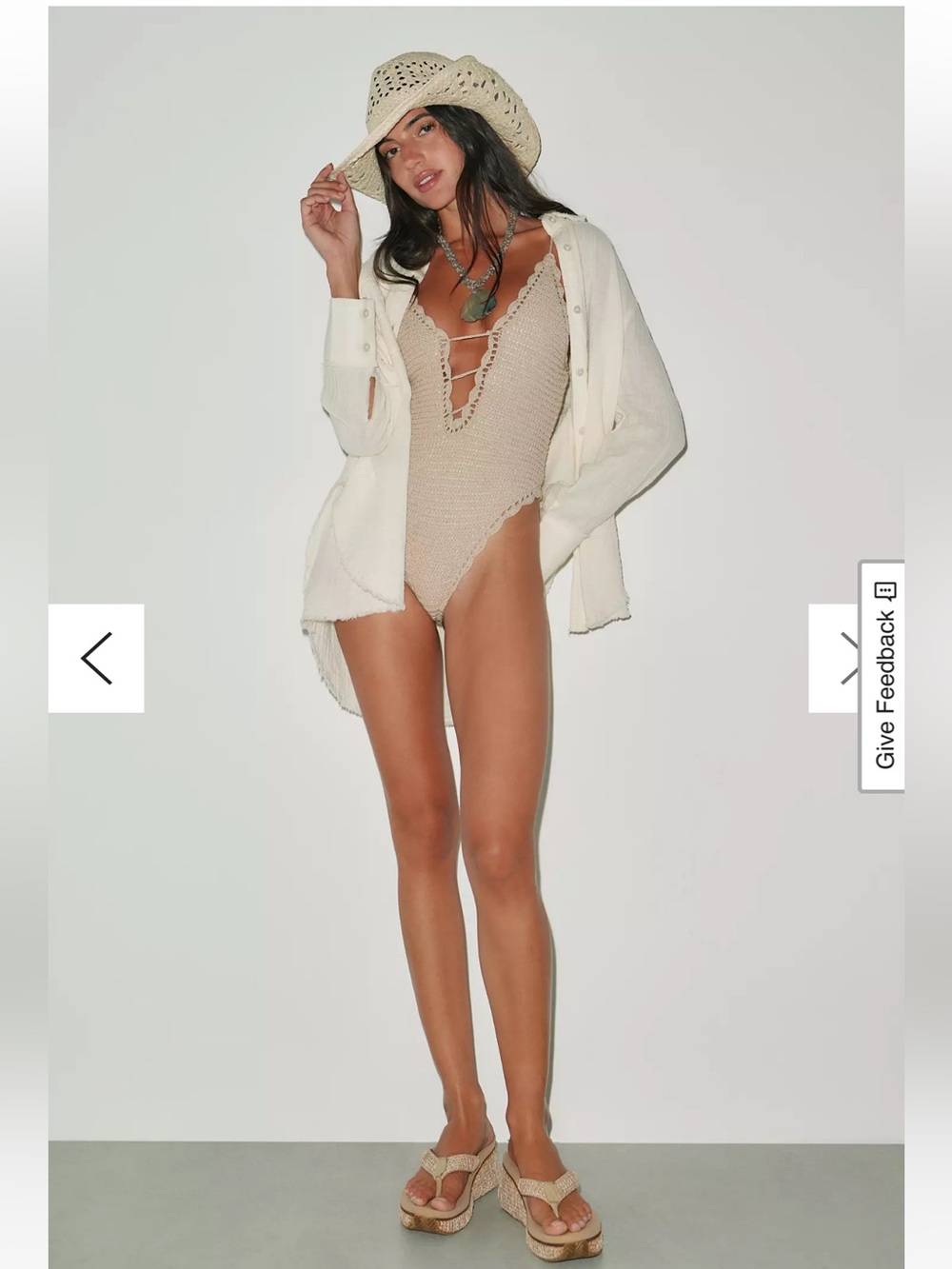 NWT Urban Outfitters Out from Under Bliss Crochet One-Piece Swimsuit, Sz M